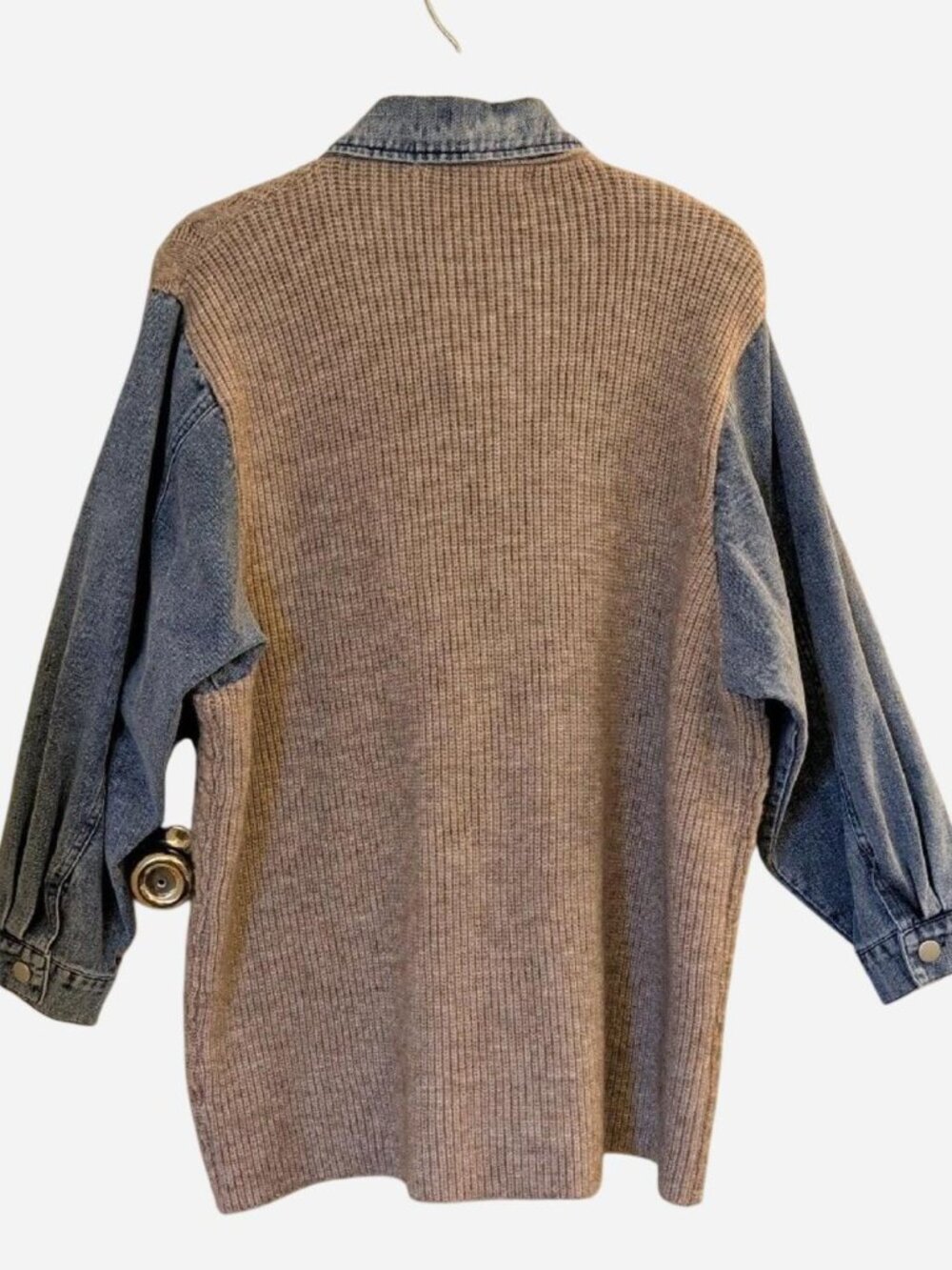 Altar'd State Wilma Cable Knit Denim Shacket | Taupe & Denim | S/M - Picture 4 of 8